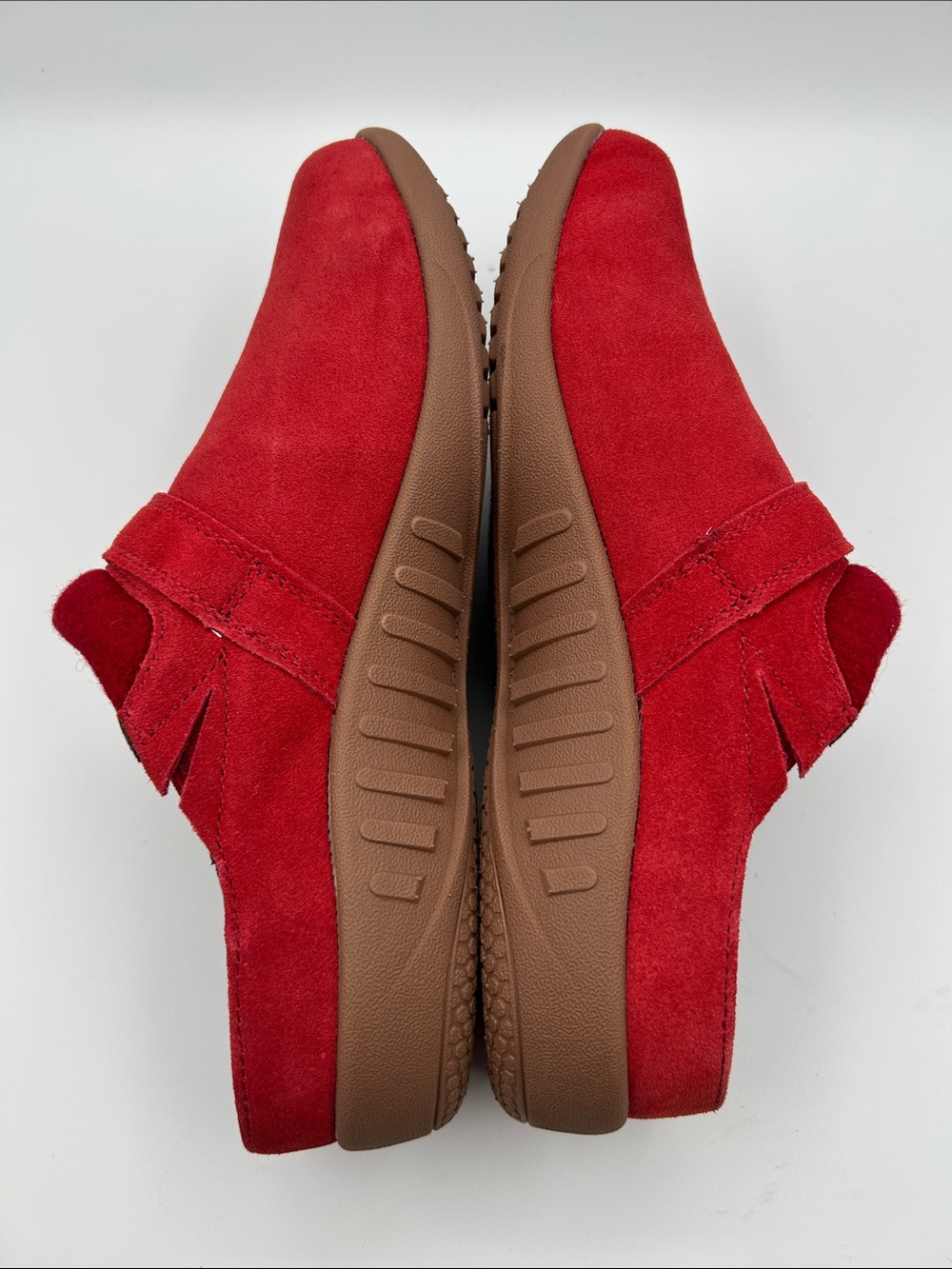REVITALIGN (WIDE, 9D) Ashley Desert Red Suede Slip-On Clogs with Buckle Accent - Picture 15 of 16